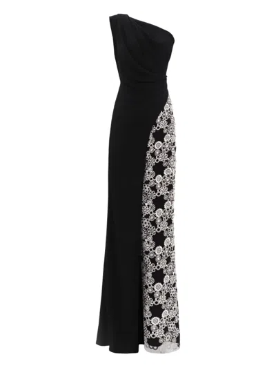 Gemy Maalouf One-shoulder Embroided Maxi Dress In Black