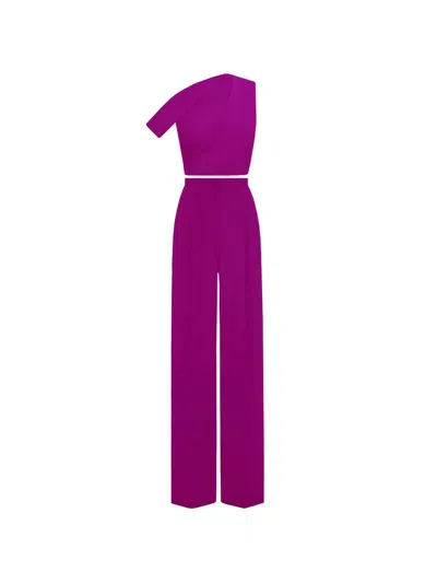Gemy Maalouf One-shoulder Crepe Jumpsuit In Purple