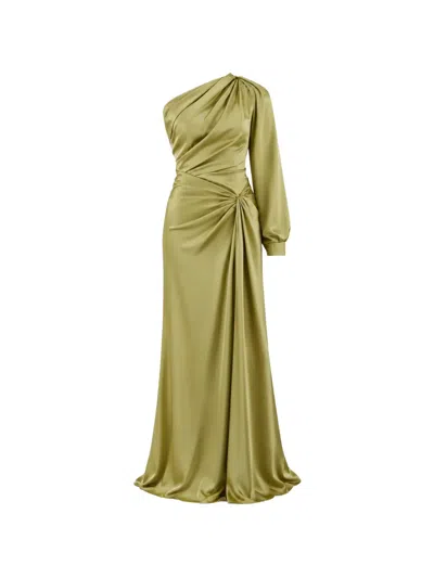 Gemy Maalouf One-shoulder Draped Gown In Green