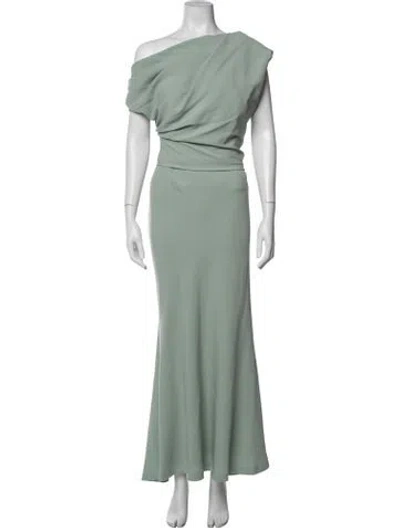 Pre-owned Gemy Maalouf One-shoulder Long Dress In Green