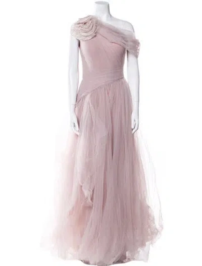 Pre-owned Gemy Maalouf One-shoulder Long Dress In Pink