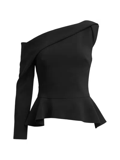 Gemy Maalouf One-shoulder Peplum Top In Black