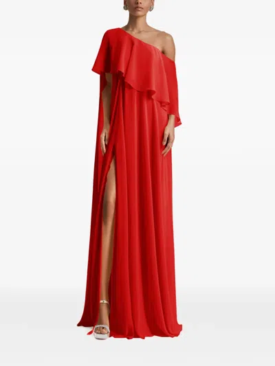 Gemy Maalouf One-shoulder Ruffled Dress In Red
