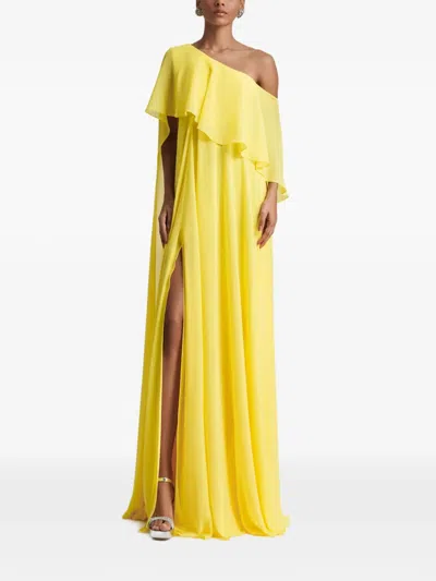 Gemy Maalouf One-shoulder Ruffled Dress In Yellow