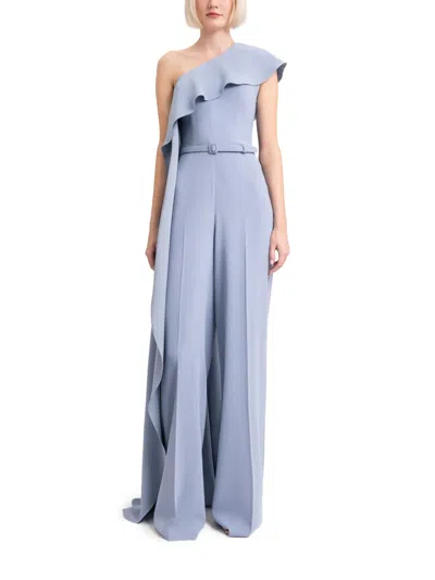 Gemy Maalouf One-shoulder Ruffled Jumpsuit In Blue