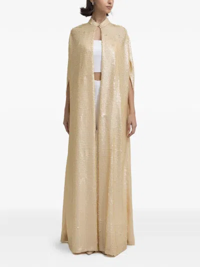 Gemy Maalouf Open Sequins Kaftan In Neutral
