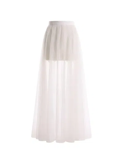 Gemy Maalouf Organza Pleated Skirt In White
