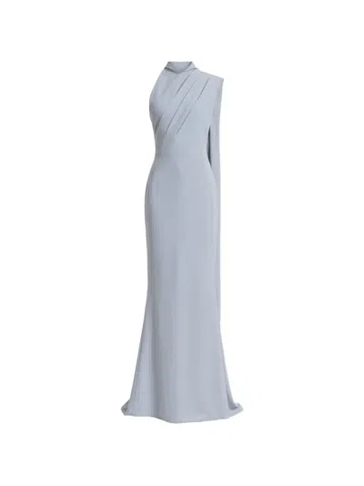 Gemy Maalouf Padded-shoulder Cape Dress In Blue