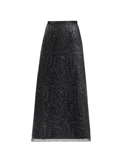 Gemy Maalouf Paisley Patterned Midi Skirt In Black
