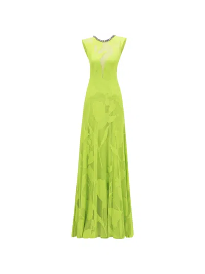 Gemy Maalouf Patterned Lace Maxi Dress In Green