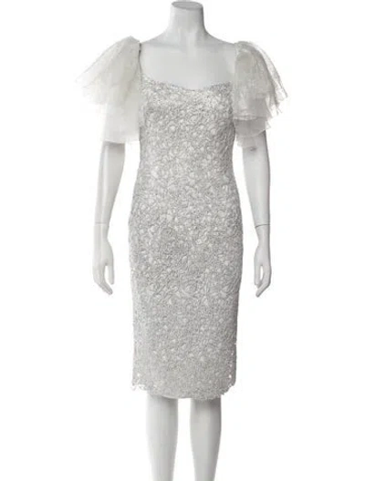 Pre-owned Gemy Maalouf Patterned Mini Dress W/ Tags In White