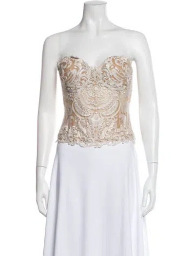 Pre-owned Gemy Maalouf Patterned Strapless Top In Neutral