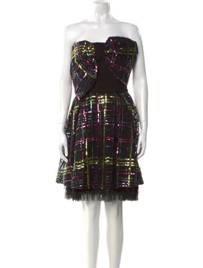 Pre-owned Gemy Maalouf Plaid Print Mini Dress W/ Tags In Black