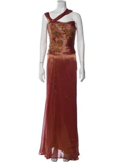 Pre-owned Gemy Maalouf Pleated Accents Skirt Set In Red