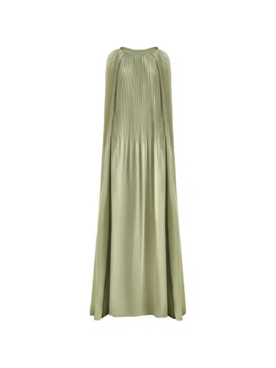 Gemy Maalouf Pleated Cape Maxi Dress In Green