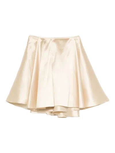 Gemy Maalouf Pleated Satin Mini Skirt In Neutral