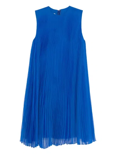Gemy Maalouf Pleated Sleeveless Dress In Blue