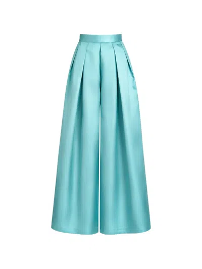 Gemy Maalouf Pleated Wide-leg Trousers In Blue