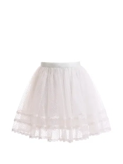 Gemy Maalouf Point D'esprit Tiered Skirt In White