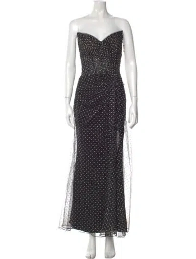Pre-owned Gemy Maalouf Polka Dot Print Long Dress In Black