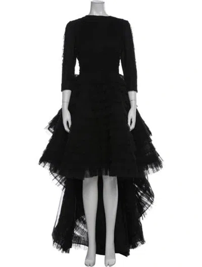 Pre-owned Gemy Maalouf Polka Dot Print Long Dress In Black