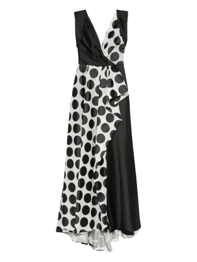 Gemy Maalouf Polka-dot Ruffled Maxi Dress In White