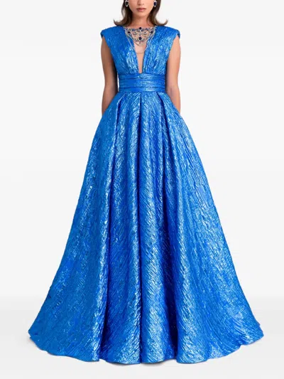 Gemy Maalouf Princess Maxi Dress In Blue