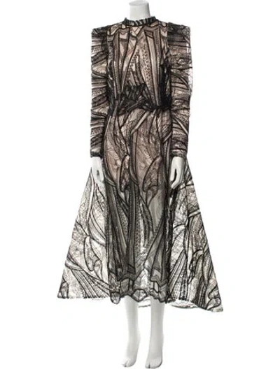 Pre-owned Gemy Maalouf Printed Long Dress In Black