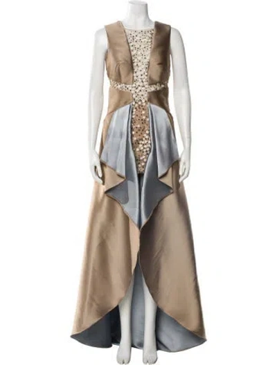 Pre-owned Gemy Maalouf Printed Long Dress In Neutral