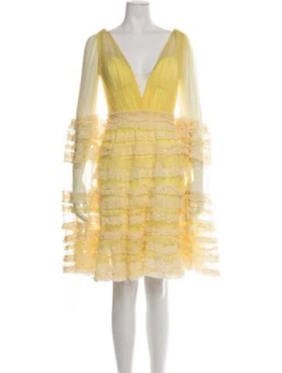 Pre-owned Gemy Maalouf Printed Mini Dress In Yellow