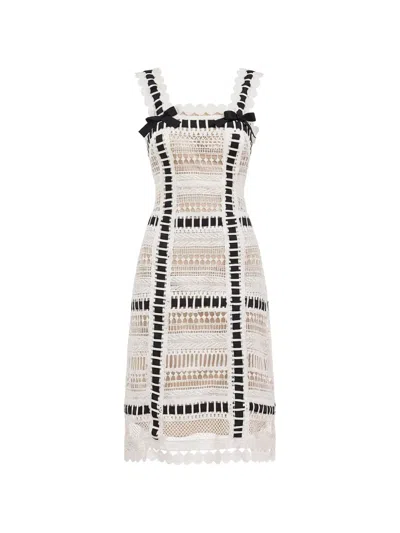 Gemy Maalouf Ribbon-detail Guipure-lace Dress In White