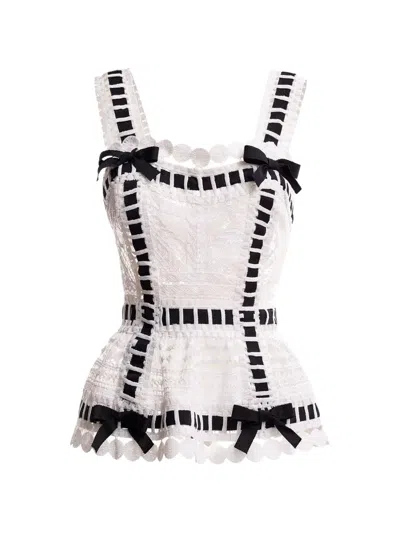Gemy Maalouf Ribbon-detail Peplum Corset In White