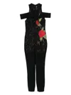 Gemy Maalouf Rose-embroidered Off-shoulder Jumpsuit In Black
