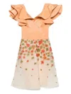 Gemy Maalouf Ruffled Leaf-embellished Dress In Multi