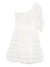 Gemy Maalouf Ruffled One-shoulder Dress In White