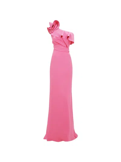 Gemy Maalouf Ruffled One-shoulder Dress In Pink