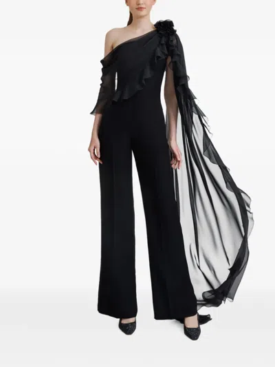 Gemy Maalouf Ruffled One-shoulder Jumpsuit In Black