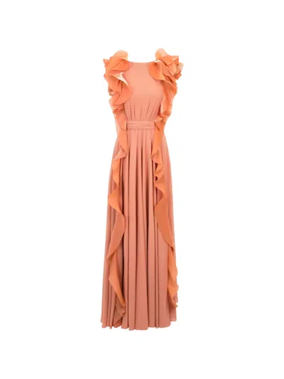 Gemy Maalouf Ruffled Open-back Dress In Orange