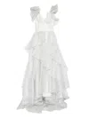 Gemy Maalouf Ruffled Tiered Gown In Silver