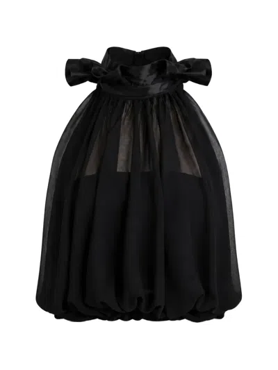 Gemy Maalouf Ruffled-collar Halterneck Blouse In Black