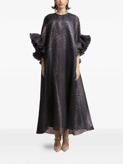 Gemy Maalouf Ruffled-sleeves Maxi Kaftan In Black