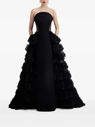 Gemy Maalouf Ruffled-trim Strapless Gown In Black