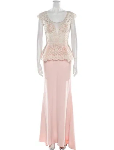 Pre-owned Gemy Maalouf Scoop Neck Long Dress In Neutrals/pink