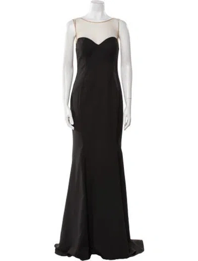 Pre-owned Gemy Maalouf Scoop Neck Long Dress W/ Tags In Black