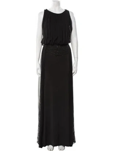 Pre-owned Gemy Maalouf Scoop Neck Long Dress W/ Tags In Black