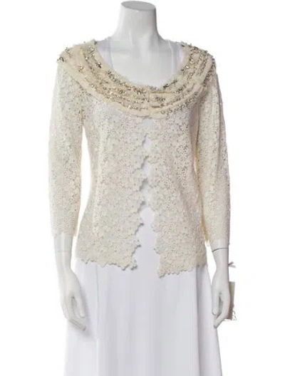 Pre-owned Gemy Maalouf Scoop Neck Three-quarter Sleeve Top W/ Tags In Neutral