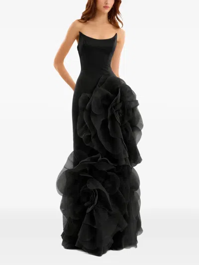 Gemy Maalouf Sculpted Floral-appliqué Dress In Black