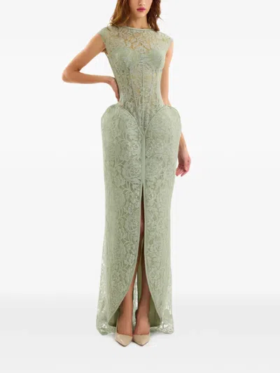 Gemy Maalouf Sculpted Maxi Dress In Green