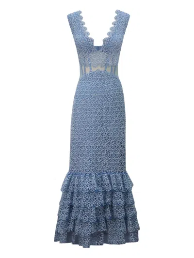 Gemy Maalouf See-through Corset Dress In Blue
