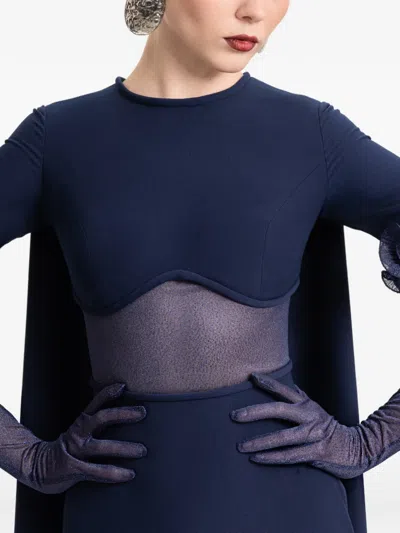 Gemy Maalouf Semi Sheer-panel Gown In Blue